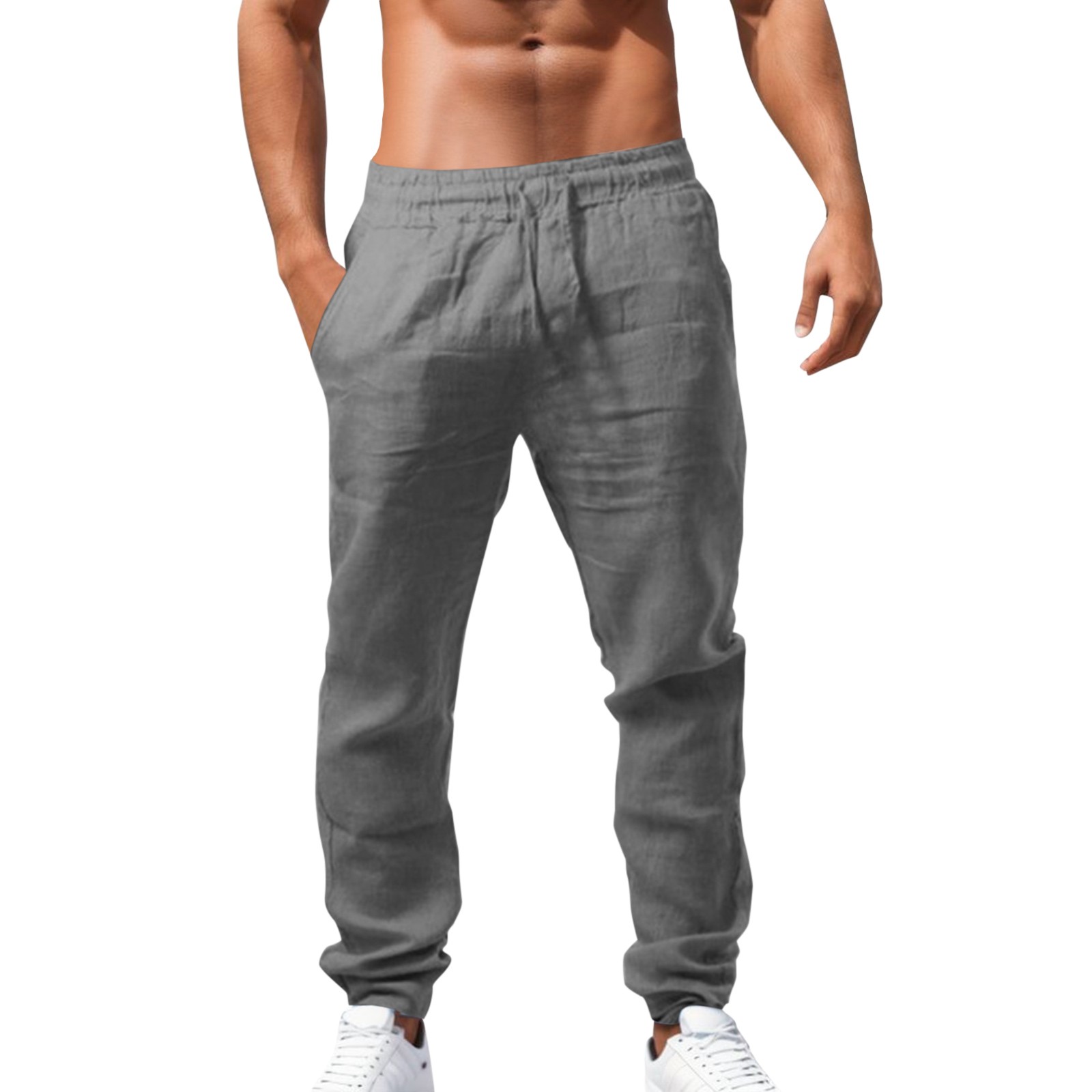 thumbnail image 5 of Pantalones casuales de poliéster con cintura elástica para hombre - Transpirables, corte holgado - Verano/Día a día - Tallas S-XXXXXL, 5 of 5